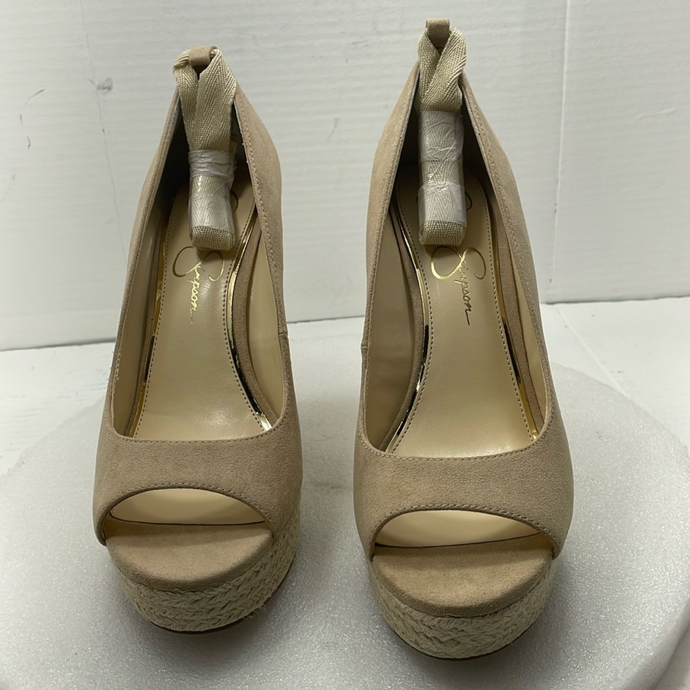 Jessica Simpson Zavida Ankle Strap Wedge Sandals, Almond, Women Size 8.5   #172